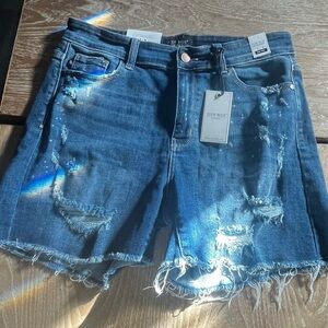 Judy Blue Women's Ripped Jean Shorts - Dark Blue